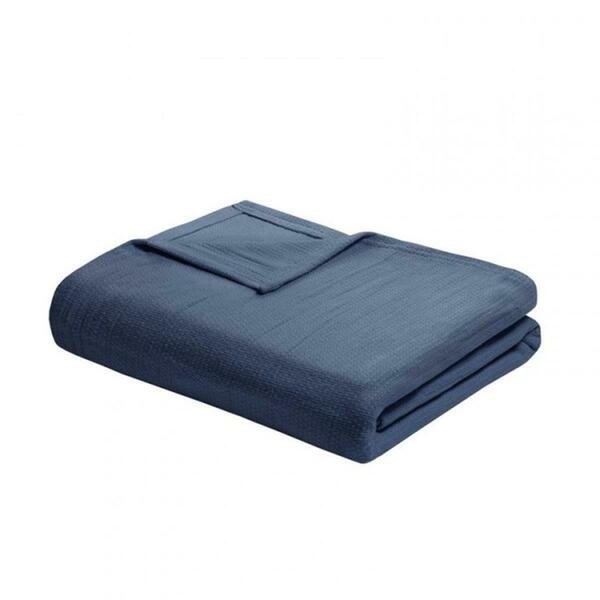 Freshspun Basketweave Cotton Blanket, Navy - King, Madison Park, Mfr#: BL51N-0859
